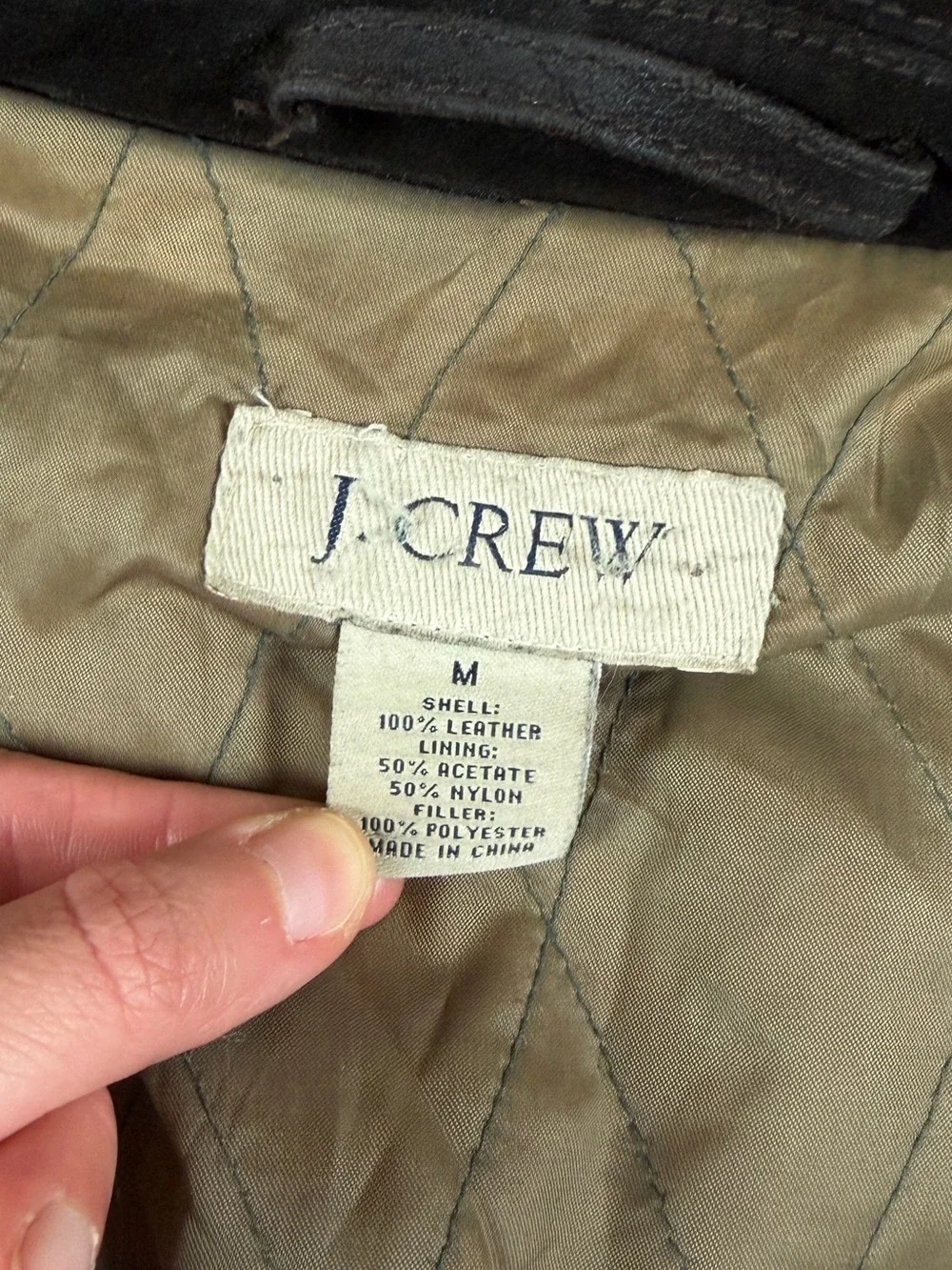 J Crew Brown Suede Leather Button Front Collared Harrington Jacket Men’s M Heavy